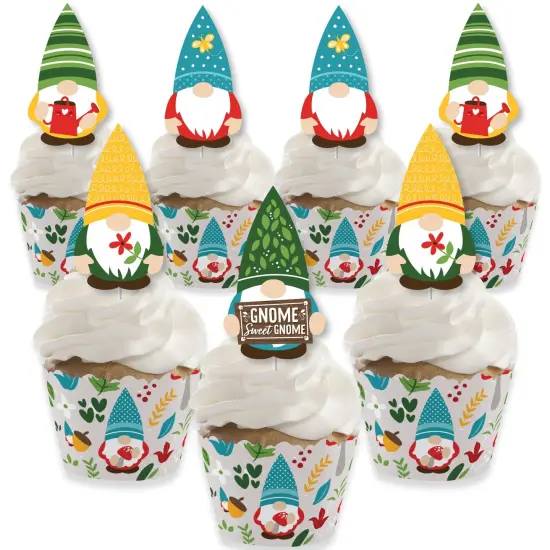 Big Dot of Happiness Garden Gnomes - Cupcake Decoration - Forest Gnome Party Cupcake Wrappers and Treat Picks Kit - Set of 24 {1}