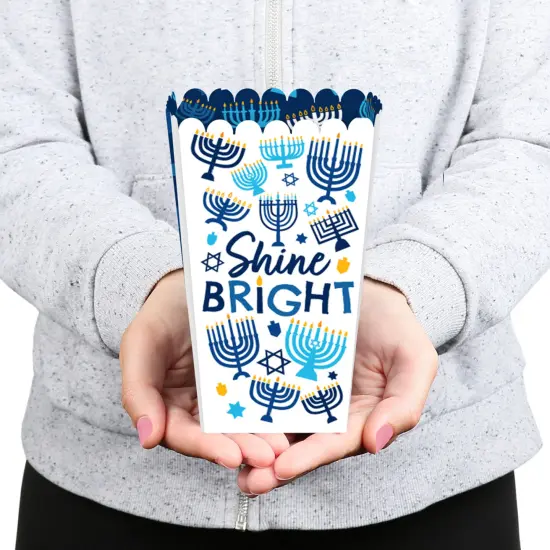 Big Dot of Happiness Hanukkah Menorah - Chanukah Holiday Party Favor Popcorn Treat Boxes - Set of 12 {6}