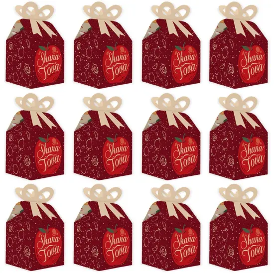 Big Dot of Happiness Rosh Hashanah - Square Favor Gift Boxes - New Year Bow Boxes - Set of 12 {6}