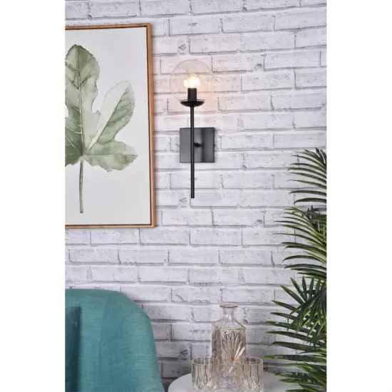 Neri 1 light black and clear glass wall sconce {2}