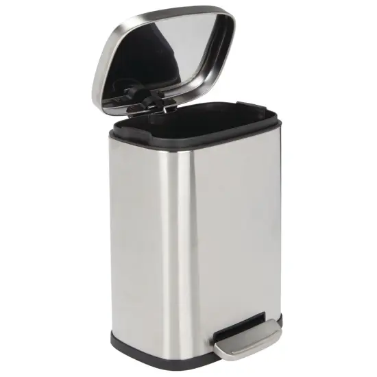 mDesign Stainless Steel Rectangular 1.3 Gallon Step Trash Can {4}