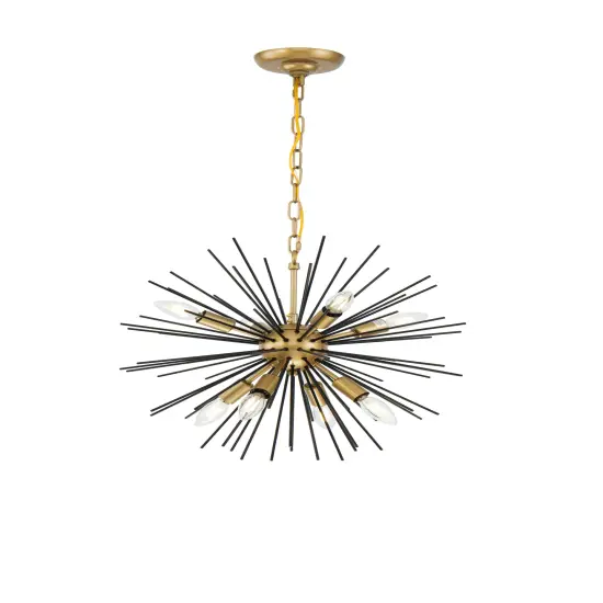 Timber 8 light Brass and Black pendant {1}