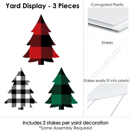 Big Dot of Happiness Holiday Plaid Trees - Outdoor Lawn Sign Decorations with Stakes - Buffalo Plaid Christmas Party Yard Display - 3 Pieces {6}
