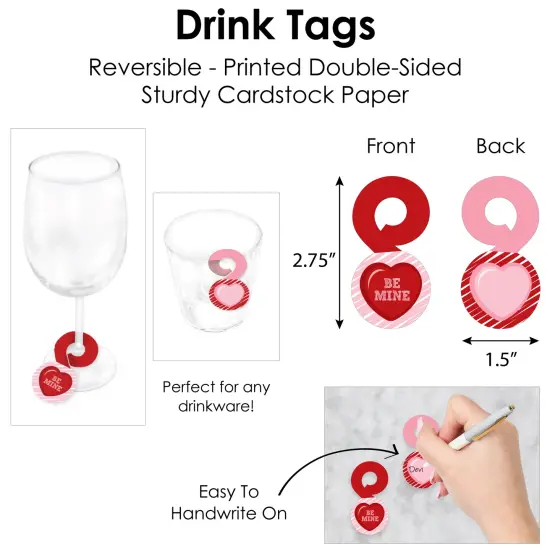 Big Dot of Happiness Conversation Hearts - Valentine&rsquo;s Day Party Paper Charger and Table Decorations - Chargerific Kit - Place Setting for 8 {7}