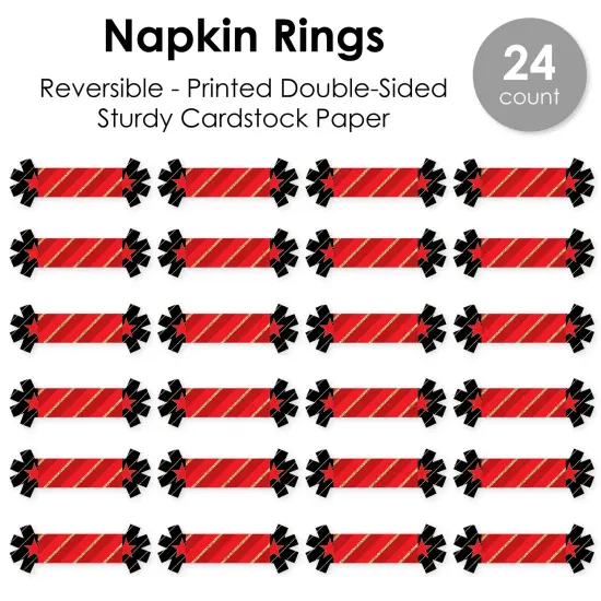 Big Dot of Happiness Red Carpet - Movie Night Party Paper Napkin Holder - Napkin Rings - Set of 24 {7}