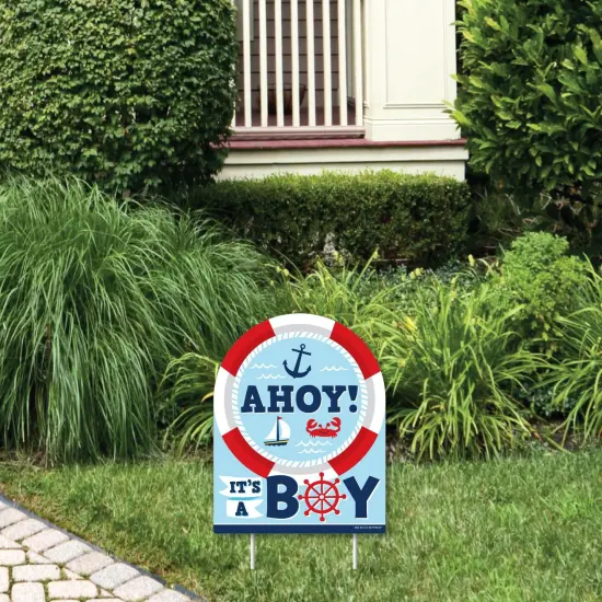 Big Dot of Happiness Ahoy It's a Boy - Outdoor Lawn Sign - Nautical Baby Shower Yard Sign - 1 Piece {1}