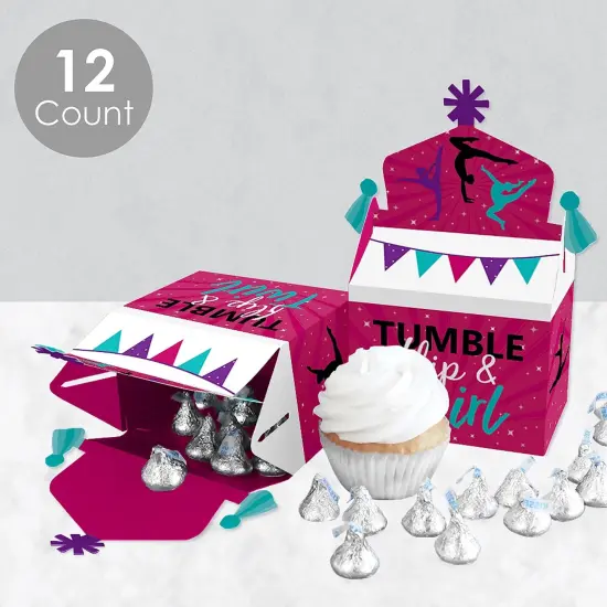 Big Dot of Happiness Tumble, Flip and Twirl - Gymnastics - Treat Box Party Favors - Birthday Party or Gymnast Party Goodie Gable Boxes - Set of 12 {4}