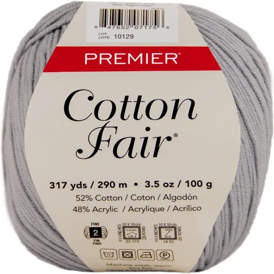 Multipack of 3 - Premier Yarns Cotton Fair Solid Yarn-Silver {2}
