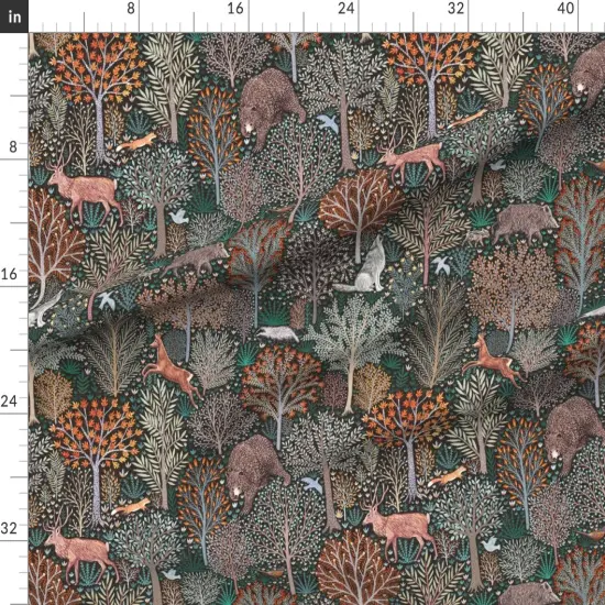 Various Fabrics by the Yard or Fat Quarter Woodland Rustic Autumn Thanksgiving Animals Leaves Pine Custom Printed Fabric by Spoonflower {1}