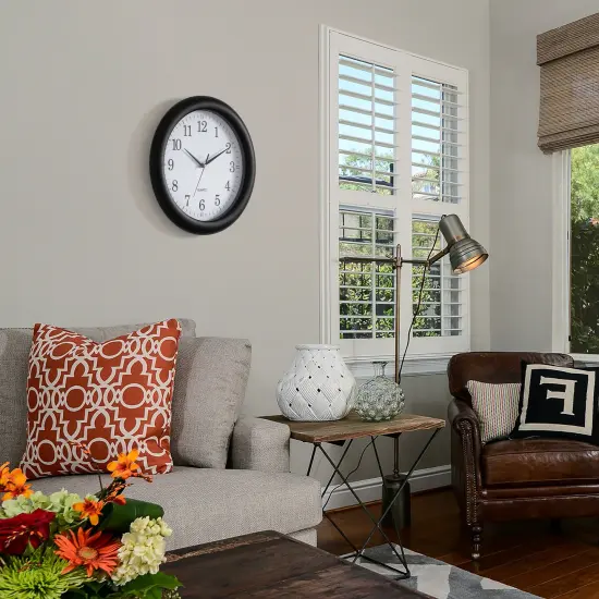 13.75 Inch Plastic Round Battery Operated Simple Modern Wall Clock - Office, ClassRoom, Livingroom, Dining Room, Bedroom and Kitchen Wall Decor {11}