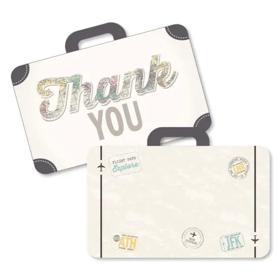 Big Dot of Happiness World Awaits - Shaped Thank You Cards - Travel Themed Party Thank You Note Cards with Envelopes - Set of 12 {1}