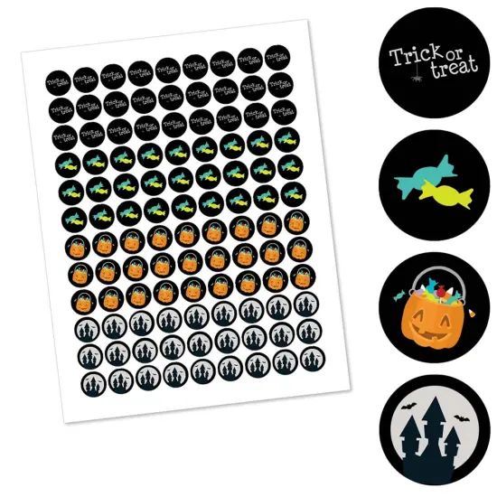 Big Dot of Happiness Trick or Treat - Round Candy Halloween Party Sticker Favors - Labels Fits Hershey&lsquo;s Kisses (1 sheet of 108) {3}