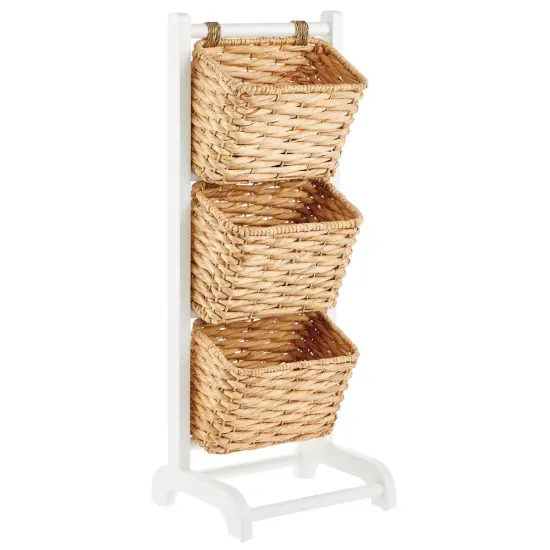mDesign Water Hyacinth 3-Tiered Storage Baskets Floor Stand {5}