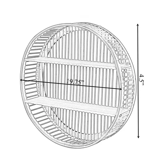 Decorative Rattan Round Display Shelf With 2 Shelves for The Dining Room, Living Room, or Office. {4}