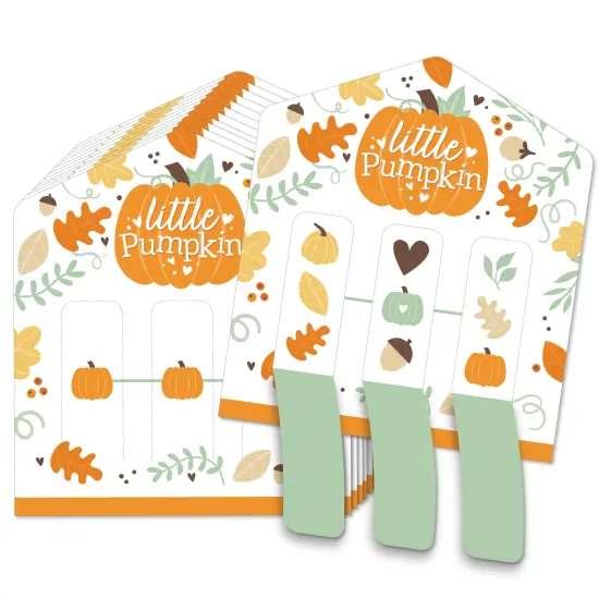 Big Dot of Happiness Little Pumpkin - Fall Birthday Party or Baby Shower Game Pickle Cards - Pull Tabs 3-in-a-Row - Set of 12 {1}