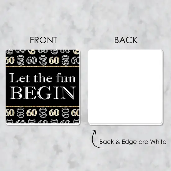 Big Dot of Happiness Adult 60th Birthday - Gold - Funny Birthday Party Decorations - Drink Coasters - Set of 6 {7}