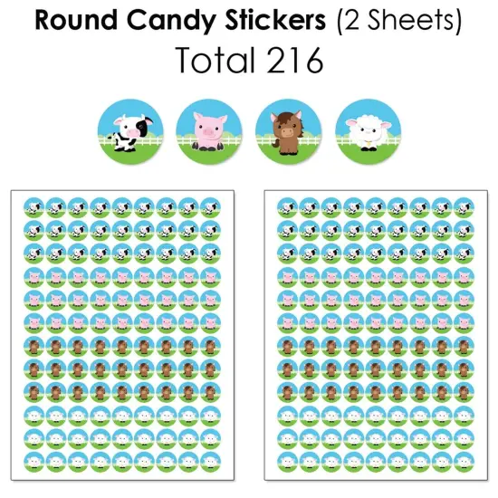 Big Dot of Happiness Farm Animals - Barnyard Party Candy Favor Sticker Kit - 304 Pieces {6}
