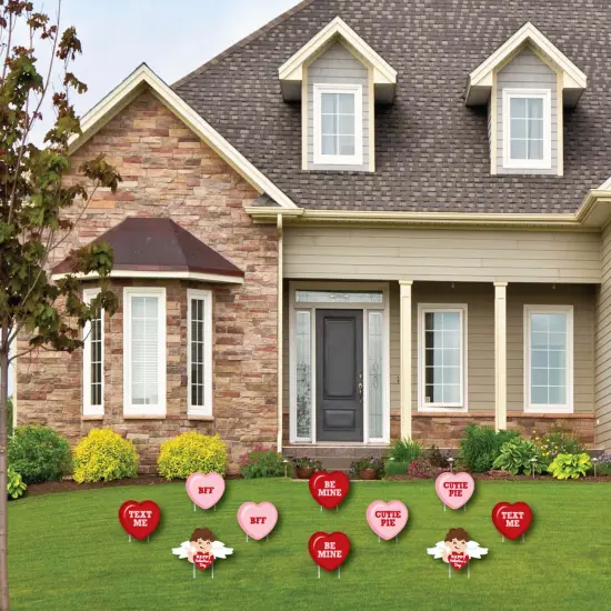 Big Dot of Happiness Conversation Hearts - Cupid and Heart Lawn Decorations - Outdoor Valentine's Day Party Yard Decorations - 10 Piece {3}