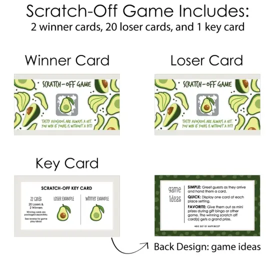 Big Dot of Happiness Hello Avocado - Fiesta Party Game Scratch Off Cards - 22 Count {6}