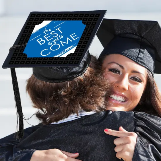 Big Dot of Happiness Blue Grad - Best is Yet to Come - Royal Blue Graduation Cap Decorations Kit - Grad Cap Cover {3}