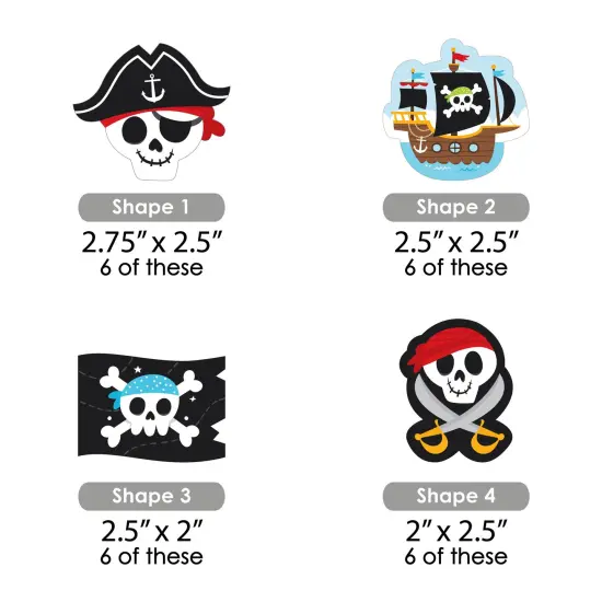 Big Dot of Happiness Pirate Ship Adventures - DIY Shaped Skull Birthday Party Cut-Outs - 24 Count {3}