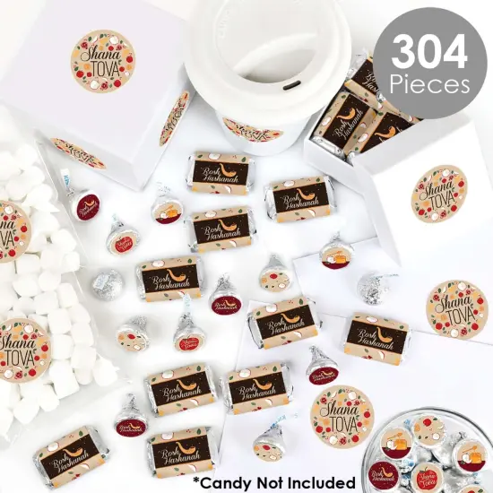 Big Dot of Happiness Rosh Hashanah - Mini Candy Bar Wrappers, Round Candy Stickers and Circle Stickers - New Year Candy Favor Sticker Kit - 304 Pieces {3}