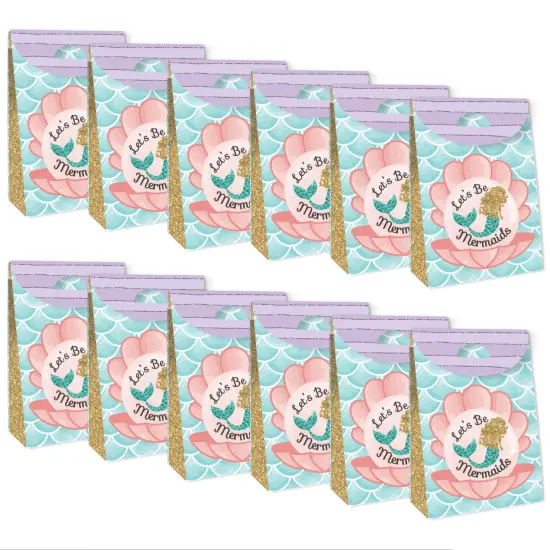 Big Dot of Happiness Let&rsquo;s Be Mermaids - Baby Shower or Birthday Gift Favor Bag - Party Goodie Boxes - Set of 12 {6}