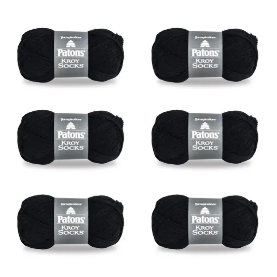 Patons Kroy Socks Coal Yarn - 6 Pack of 1.75oz/50g - Blended Fiber - 1 Super Fine - 166 Yards - Knitting/Crochet {1}