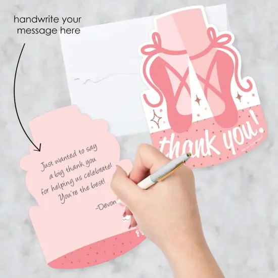 Big Dot of Happiness Tutu Cute Ballerina - Shaped Thank You Cards - Ballet Birthday Party Baby Shower Thank You Note Cards with Envelopes - Set of 12 {3}