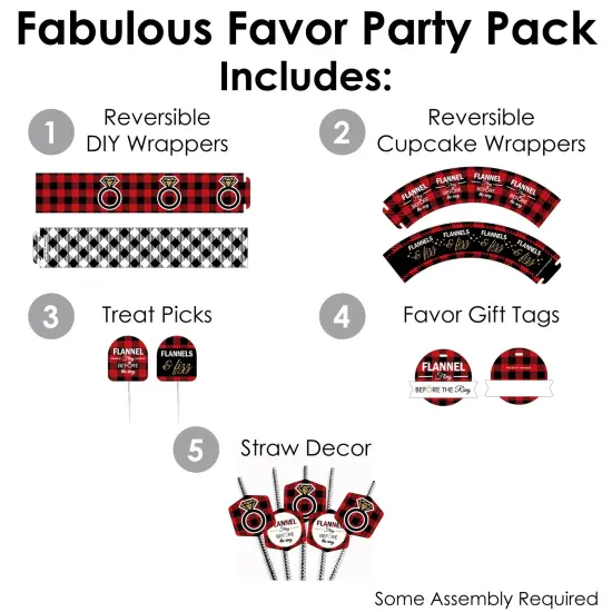 Big Dot of Happiness Flannel Fling Before The Ring - Buffalo Plaid Bachelorette Party Favors and Cupcake Kit - Fabulous Favor Party Pack - 100 Pieces {3}