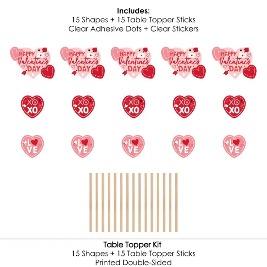 Big Dot of Happiness Happy Valentine's Day - Valentine Hearts Party Centerpiece Sticks - Table Toppers - Set of 15 {7}