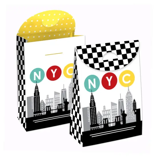 Big Dot of Happiness NYC Cityscape - New York City Gift Favor Bags - Party Goodie Boxes - Set of 12 {1}