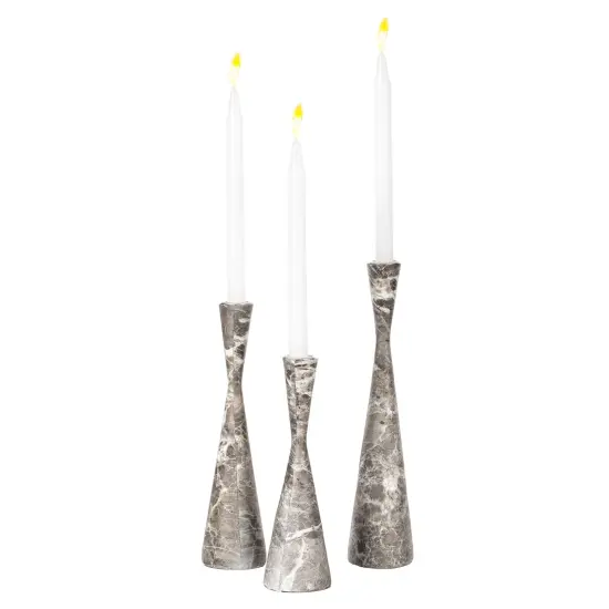 Marble Resin Candle Holders - Set of 3 Exquisite Decorative Taper Candlesticks for Luxurious Home Decor, Elegant Dining Table Centerpieces, Stylish Interior Accents, and Exclusive Event Illumination {1}