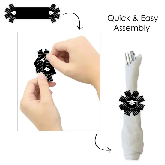 Big Dot of Happiness Graduation Cheers - Graduation Party Paper Napkin Holder - Napkin Rings - Set of 24 {6}