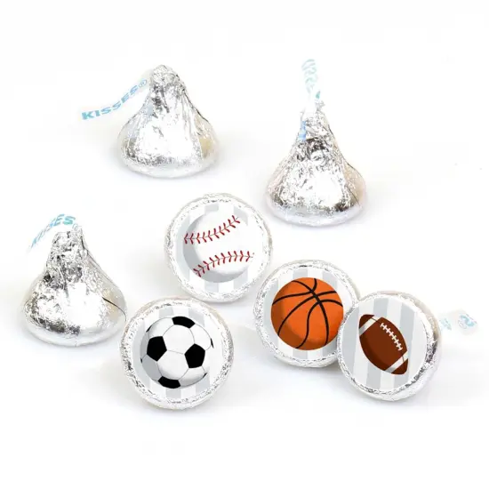 Big Dot of Happiness Go, Fight, Win - Sports - Baby Shower or Birthday Party Round Candy Sticker Favors - Labels Fits Chocolate Candy (1 sheet of 108) {1}