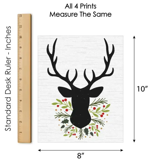 Big Dot of Happiness Rustic Reindeer - Unframed Holiday and Christmas Linen Paper Wall Art - Set of 4 - Artisms - 8 x 10 inches {7}