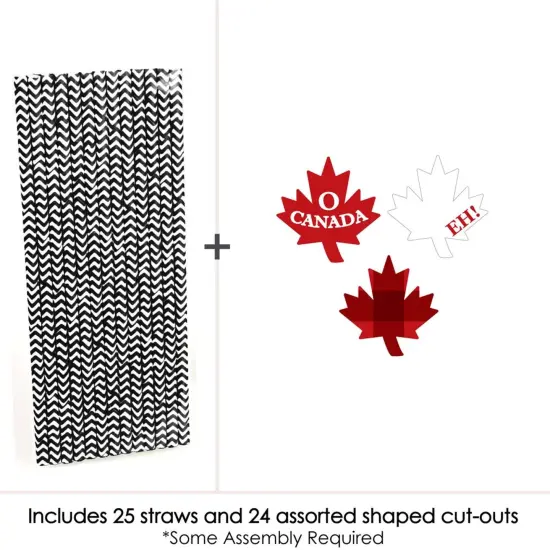 Big Dot of Happiness Canada Day - Paper Straw Decor - Canadian Party Striped Decorative Straws - Set of 24 {4}