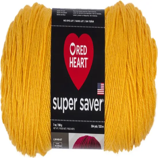 Red Heart Super Saver Saffron Yarn - 3 Pack of 198g/7oz - Acrylic - 4 Medium (Worsted) - 364 Yards - Knitting/Crochet {2}