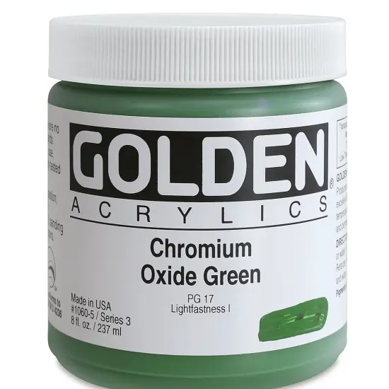 Golden Heavy Body Artist Acrylics - Chromium Oxide Green, 8 oz Jar {2}