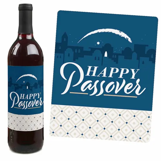 Big Dot of Happiness Happy Passover - Pesach Holiday Party Decorations for Women and Men - Wine Bottle Label Stickers - Set of 4 {4}