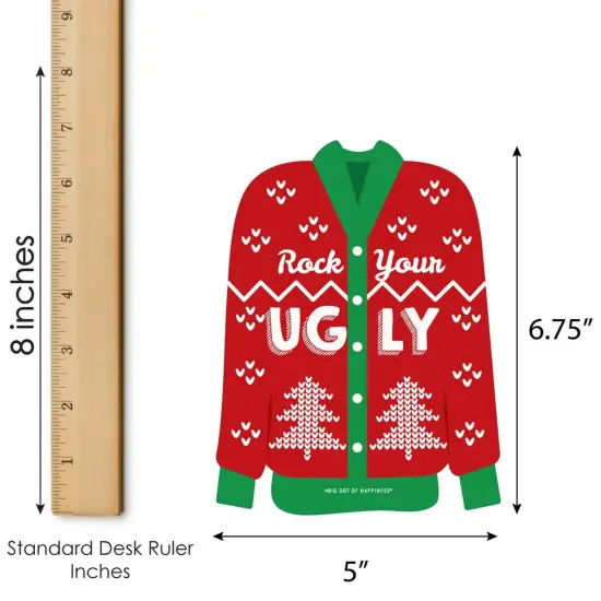 Big Dot of Happiness Ugly Sweater - Bar Bingo Cards and Markers - Holiday and Christmas Party Shaped Bingo Game - Set of 18 {7}