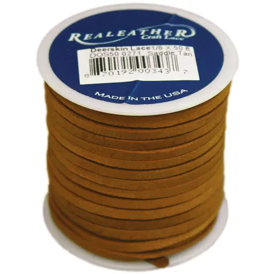 Multipack of 6 - Realeather Crafts Deerskin Lace .125"X50' Spool-Saddle Tan {2}