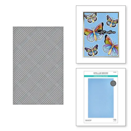 Spellbinders Embossing Folder-Celebrate You Diamond Plaid {4}