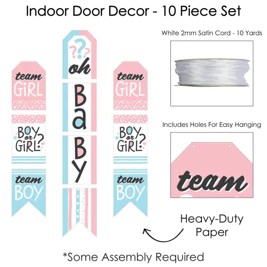 Big Dot of Happiness Baby Gender Reveal - Hanging Vertical Paper Door Banners - Team Boy or Girl Party Wall Decoration Kit - Indoor Door Decor {6}