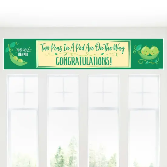 Big Dot of Happiness Double the Fun - Twins Two Peas in a Pod - Baby Shower Decorations Party Banner {6}