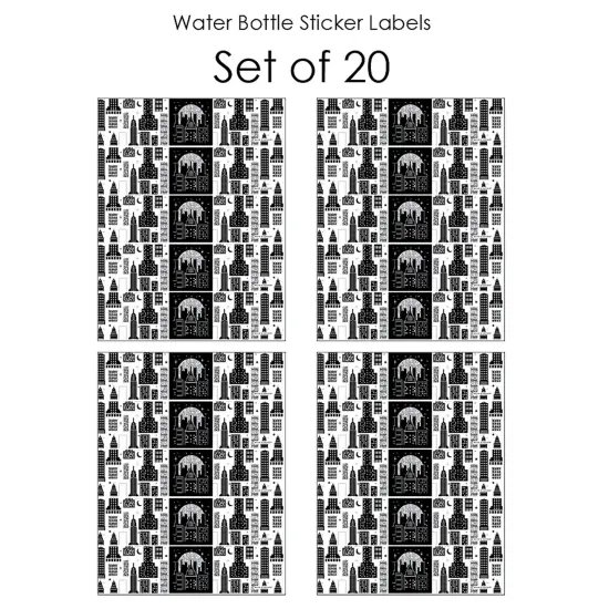 Big Dot of Happiness Nighttime City Skyline - New York Party Water Bottle Sticker Labels - Set of 20 {4}