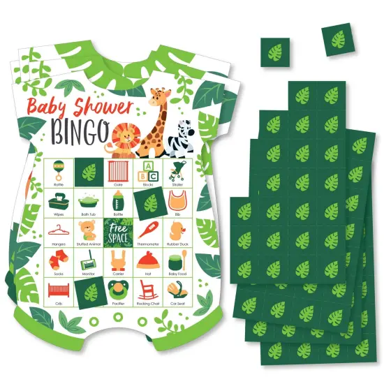 Big Dot of Happiness Jungle Party Animals - Picture Bingo Cards and Markers - Safari Zoo Animal Baby Shower Shaped Bingo Game - Set of 18 {1}