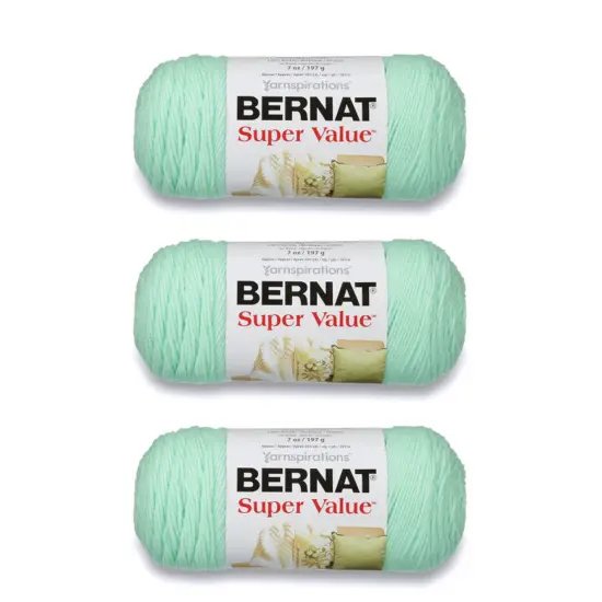 Bernat Super Value Mint Yarn - 3 Pack of 198g/7oz - Acrylic - 4 Medium (Worsted) - 426 Yards - Knitting/Crochet {1}