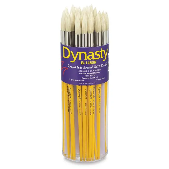 Dynasty White Bristle Brush Set - Round, Set of 36 {1}