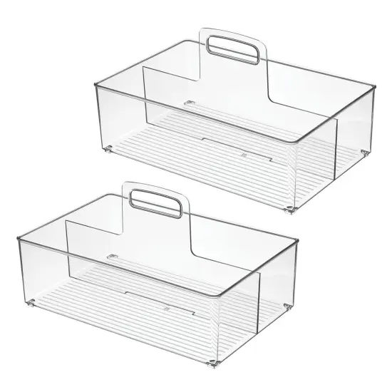 mDesign Plastic Kitchen Tote, Divided Basket Bin with Handle, 2 Pack {4}